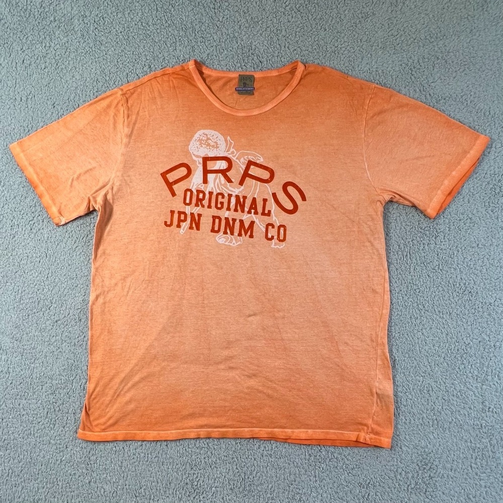 PRPS Original‎ JPN DNM CO Orange Graphic T-Shirt Sumo Design Men's Size 2XL VTG